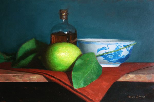 Still life with oil and lemon
