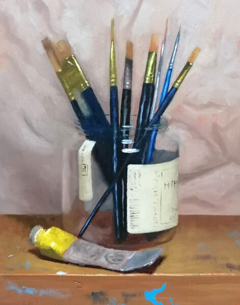 Brushes and paint
