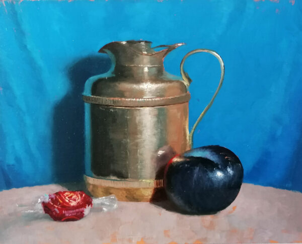 Plum and flask