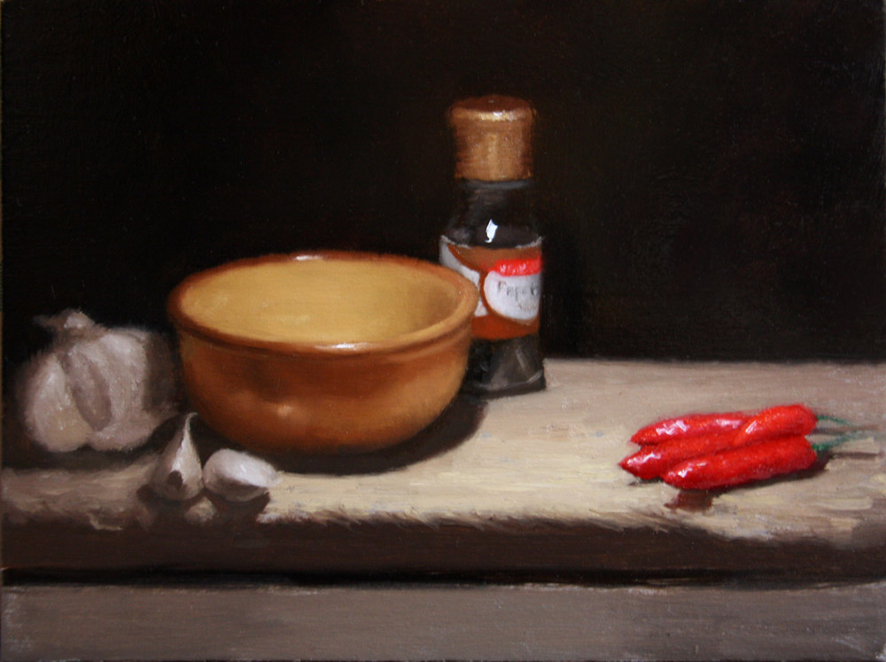Still life with garlic and pepper