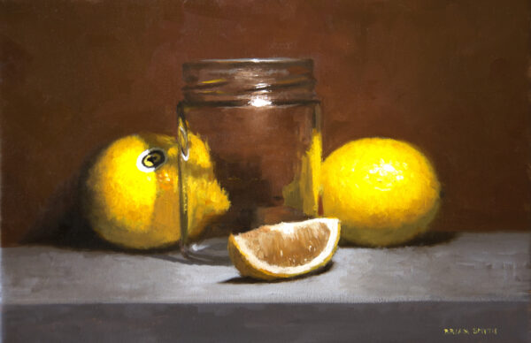 Lemon slice and glass jar