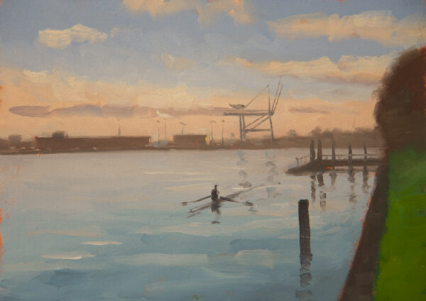 Marina with canoeist